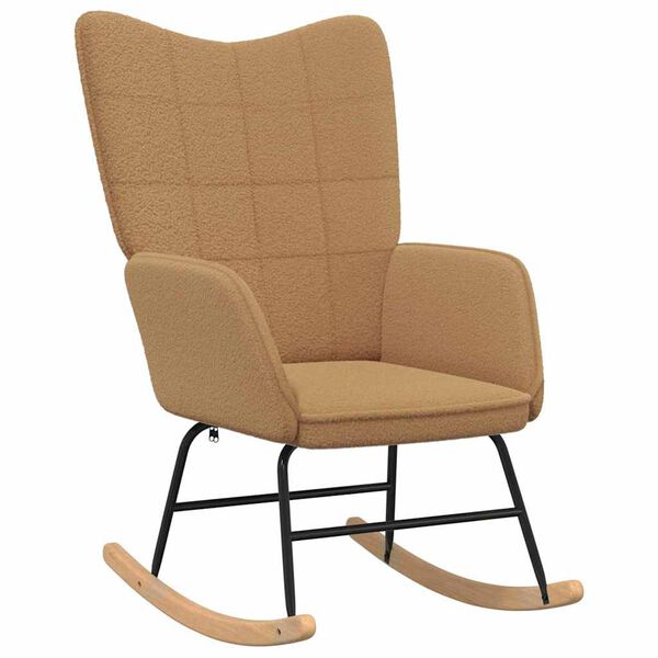 vidaXL Rocking Chair Beige Sherpa Fabric