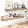 vidaXL Wall Shelf Brown Solid teak wood Each shelf: 35.4 x 5.9 x 1.6 in.