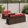 vidaXL 6 Piece Patio Sofa Set with Cushions Brown Poly Rattan Acacia