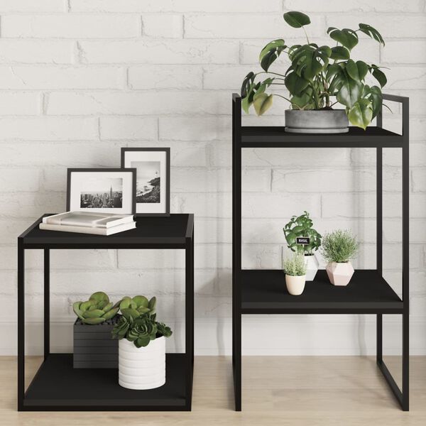vidaXL Shelf Set of 4 Black Engineered Wood Medium Simple Shelf