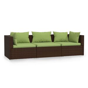 vidaXL 3-seater Sofa Brown, Green