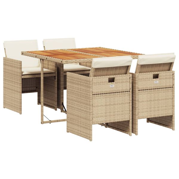 vidaXL Patio Dining Set Set of 4 Beige and Brown
