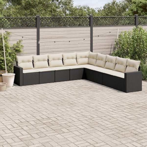 vidaXL Garden Sofa Set Black PE Rattan Large Modular Garden Sofa Set