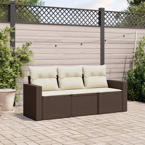 vidaXL Garden Sofa Set Brown, Cream White
