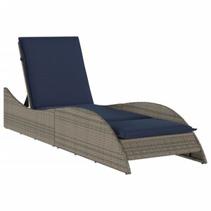 vidaXL Sun Lounger with Cushion Grey 23.6x80.7x28.7" Poly Rattan