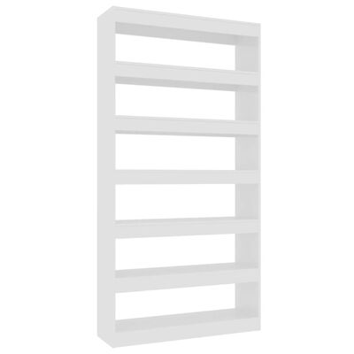 vidaXL Book Cabinet/Room Divider High Gloss White 39.4"x11.8"x78" Engineered Wood
