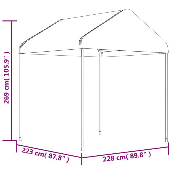 vidaXL Gazebo With Roof White Polyethylene, Galvanized Steel Large