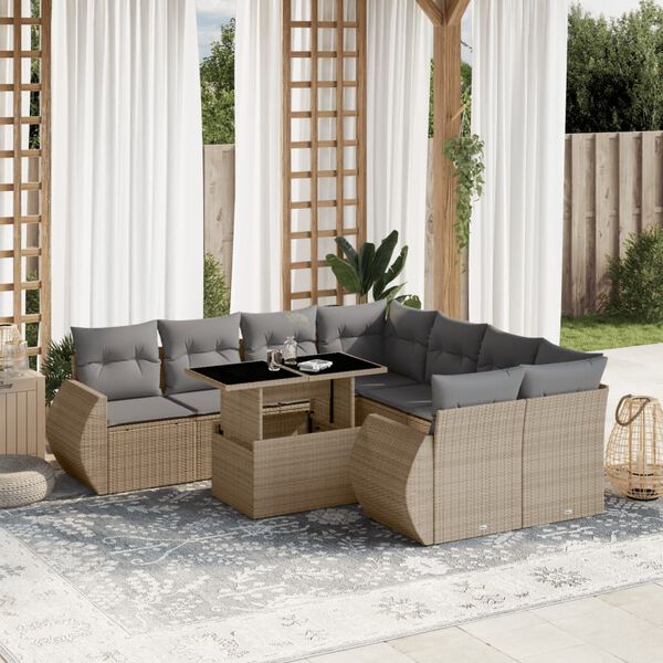 vidaXL Garden Sofa Set Beige and Light Grey
