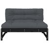vidaXL Middle Sofa Black Solid pine wood Middle sofa size Modular