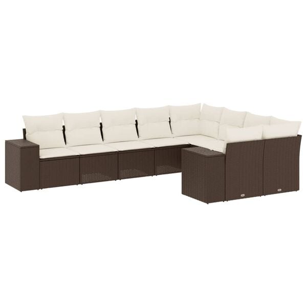 vidaXL Garden Sofa Set Brown, Cream White