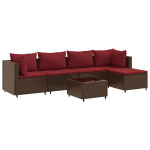 vidaXL Patio Lounge Set Set of 5 Brown Poly Rattan 24 inches