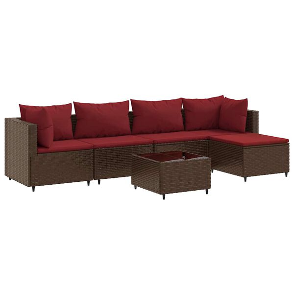 vidaXL Patio Lounge Set Set of 5 Brown Poly Rattan 24 inches