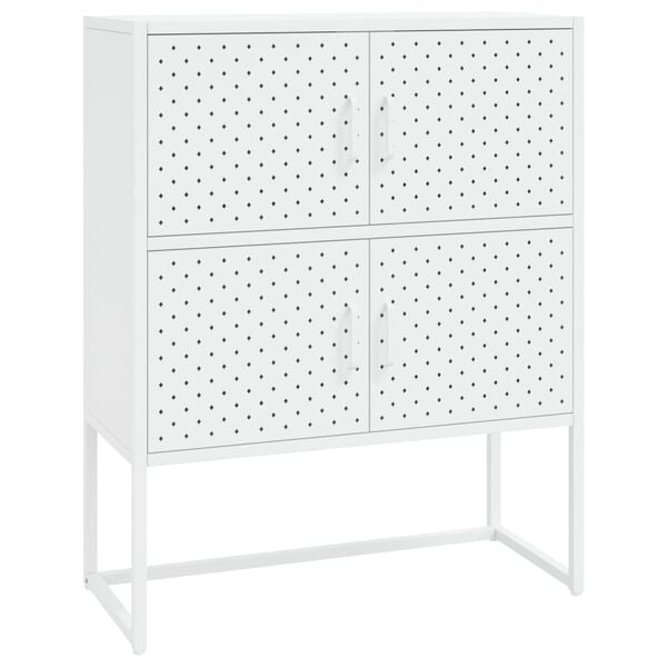 vidaXL Highboard White Steel Medium Adjustable Armrests Highboard