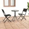 vidaXL Folding Bistro Set Black Steel, tempered glass, textilene Compact