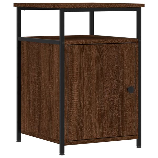 vidaXL Nightstand Brown Oak Engineered Wood Compact Adjustable Feet