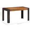 vidaXL Dining Table Natural wood tone and black Solid rough mango wood