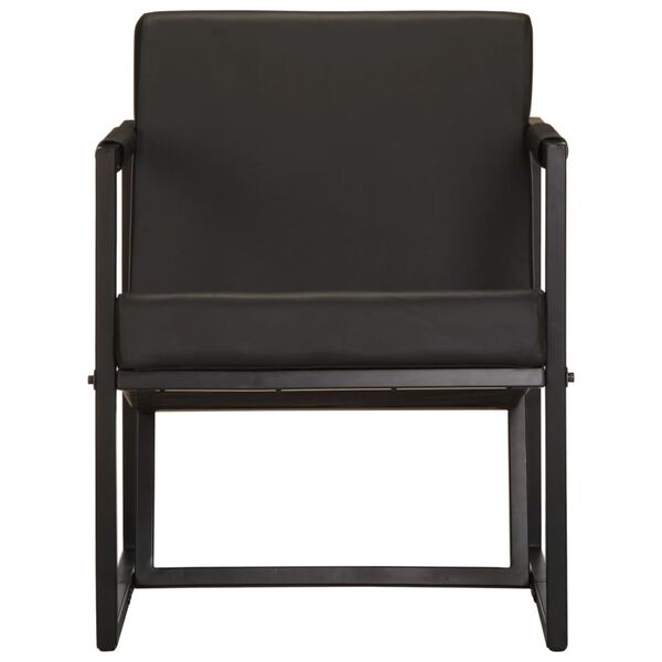 vidaXL Armchair Black Real leather and powder-coated steel Standard