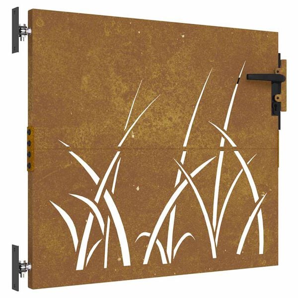 vidaXL Garden Gate 33.5"x39.4" Corten Steel Grass Design