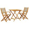 vidaXL Bistro Set Beige Solid Acacia Wood and Polypropylene 2-seater