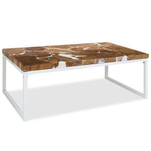 vidaXL Coffee Table White Teak Wood Medium Durable Coffee Table