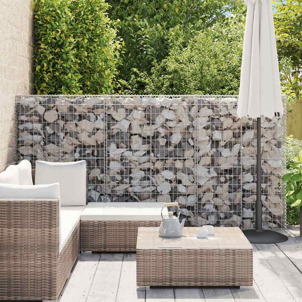 vidaXL Gabion Wall with Covers Galvanized Steel 118"x19.7"x59"
