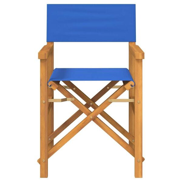 vidaXL Director's Chair Blue Solid Teak Wood, Polyester Fabric Medium
