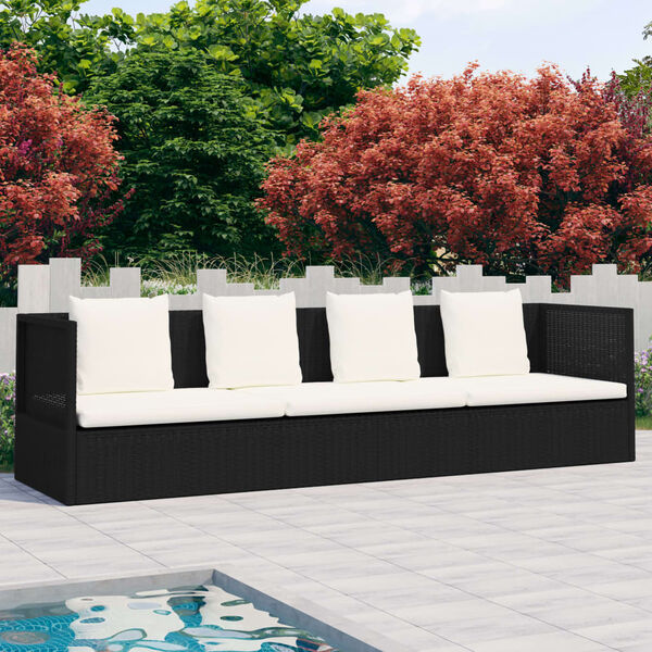 vidaXL Garden Bed Black, Cream White PE Rattan, Powder-Coated Steel