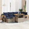vidaXL 7 Piece Patio Sofa Set with Cushions Grey Poly Rattan Acacia