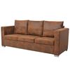 vidaXL 3-seater Sofa Brown Artificial suede, wood, foam Medium