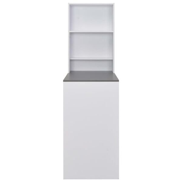 vidaXL Bar Table White with grey top Engineered wood 45.3 in Bar Table