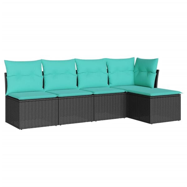 vidaXL Garden Sofa Set Black, Blue