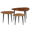 vidaXL Coffee Table Set of 3 Brown and Black Solid Acacia Wood and Steel