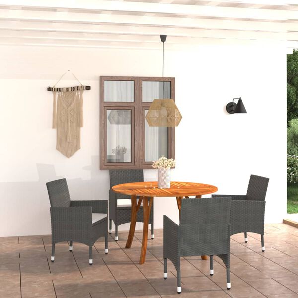 vidaXL 5 Piece Patio Dining Set Black