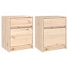 vidaXL Bedside Cabinet Set of 2 Natural Pine Solid Pine Wood Medium