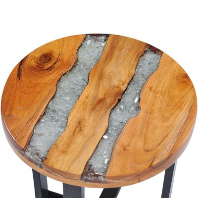 vidaXL Coffee Table 15.7"x17.7" Solid Teak Wood and Polyresin