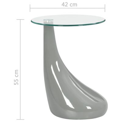 vidaXL Coffee Tables 2 pcs with Round Glass Top High Gloss Gray