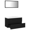 vidaXL Bathroom Furniture Set Black, White Engineered Wood, Ceramic