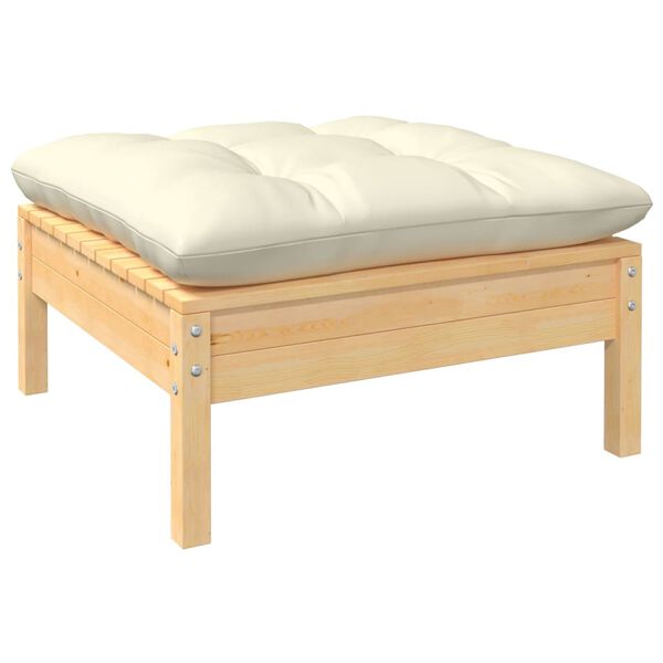 vidaXL Garden Lounge Set Cream, Pine Solid pine wood, 100% polyester