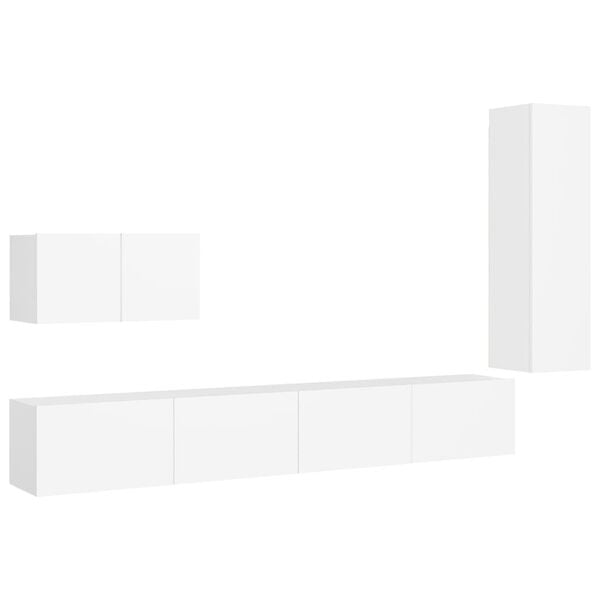 vidaXL TV Cabinet Set White Engineered wood TV Cabinet Set Rectangular
