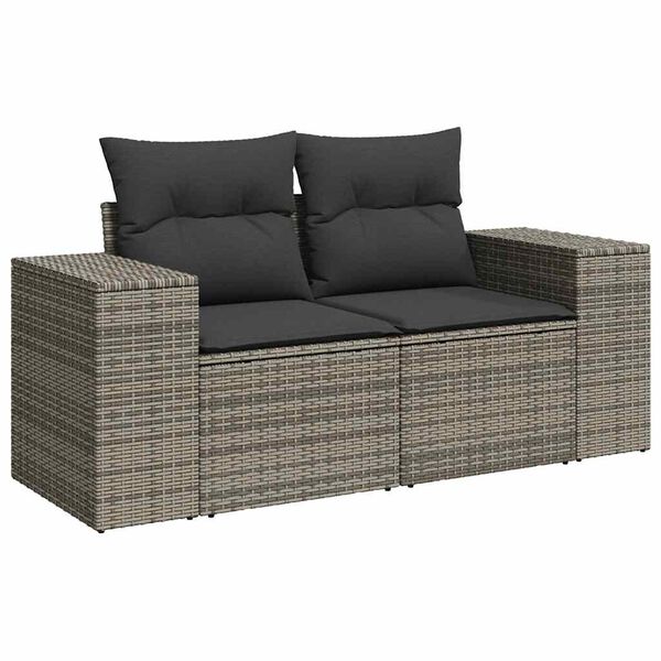 vidaXL Garden Sofa Set Grey PE rattan Large Modular Garden Sofa Set