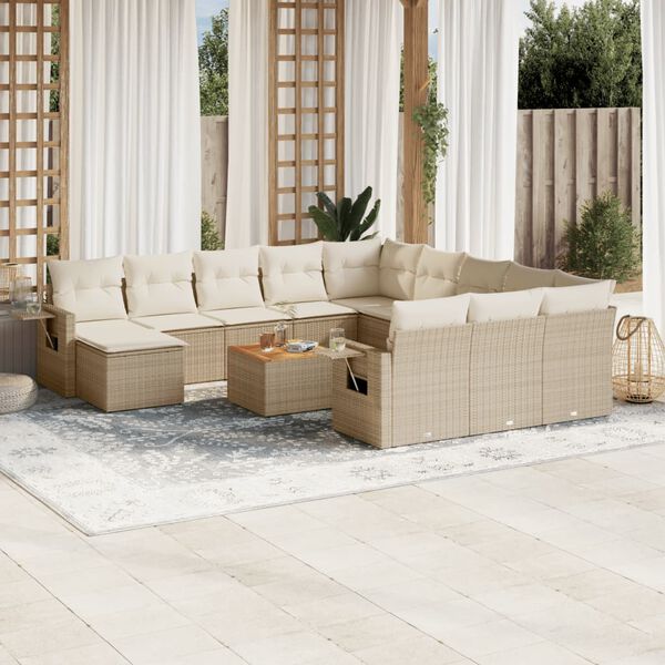 vidaXL Garden Sofa Set Beige, Cream White