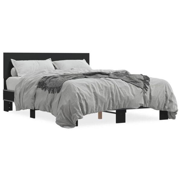 vidaXL Bed Frame Black Engineered Wood Double Durable Bed Frame