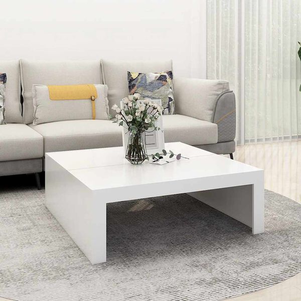 vidaXL Coffee Table White Engineered wood 39.4 x 39.4 in Modern
