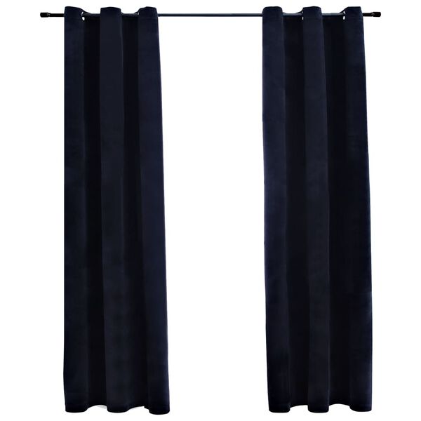 vidaXL Blackout Curtains with Rings 2 pcs Black 37"x84" Velvet