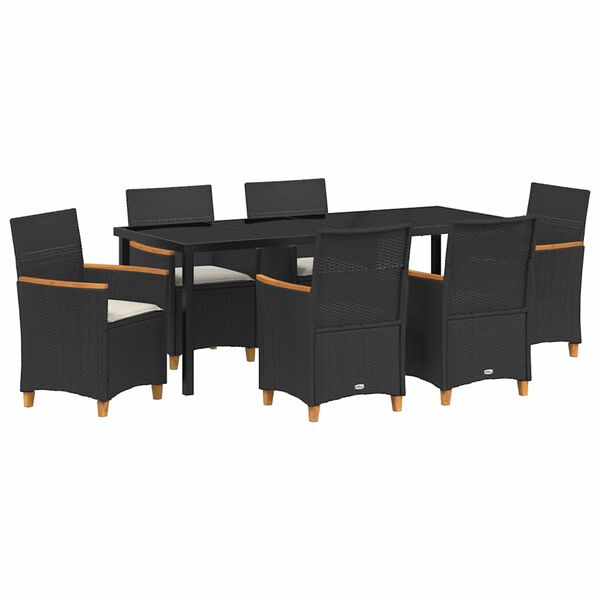 vidaXL Garden Dining Set 7 pcs Black poly rattan