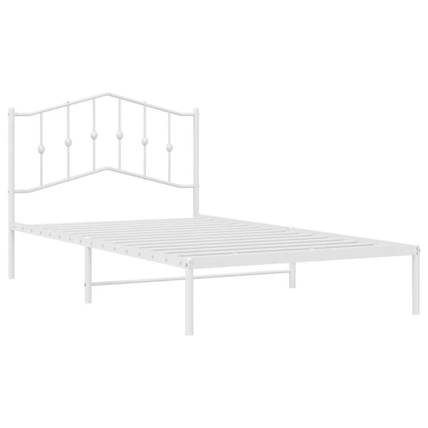 vidaXL Bed Frame White Steel Single Bed Frame Rectangular Modern