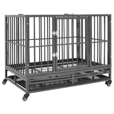vidaXL Dog Cage with Wheels Steel 40.2"x28.3"x33.5"