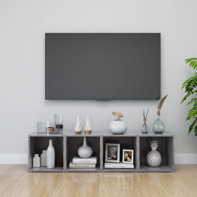 vidaXL TV Stands 4 Pcs Concrete Gray 14.6"x13.8"x14.6" Engineered Wood