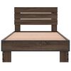 vidaXL Bed Frame Brown Oak Engineered Wood, Metal, Plywood Twin