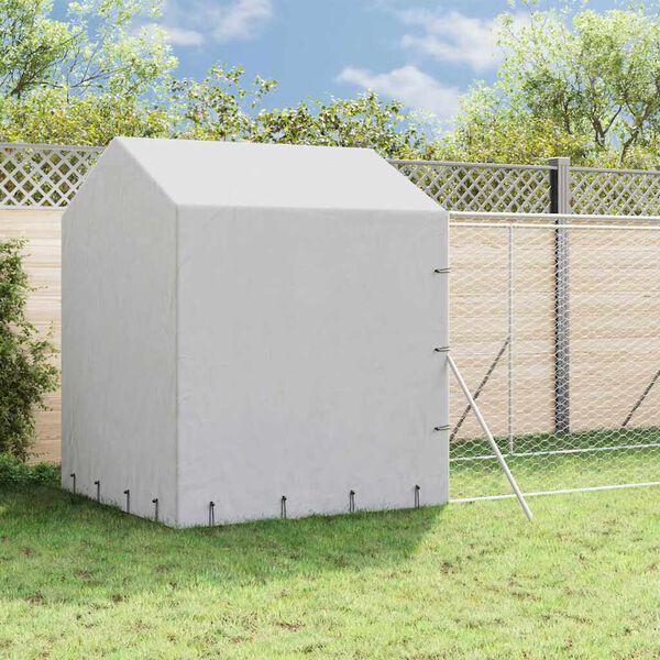 vidaXL Outdoor Dog Kennel Silver Galvanized steel, polyethylene